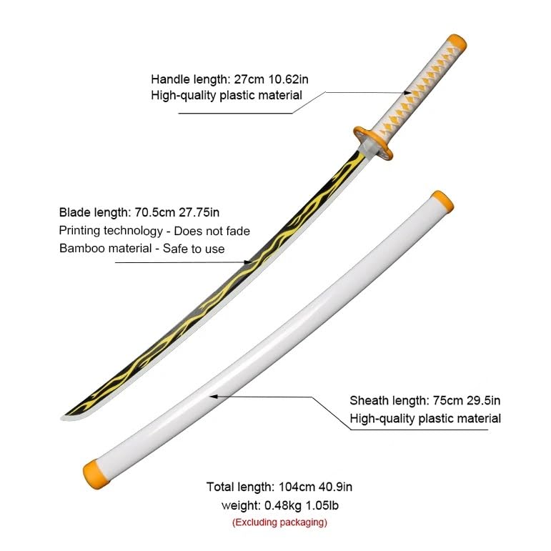 LED Zenitsu Agatsuma Katana – Demon Slayer 104cm Light-Up Anime Sword Replica